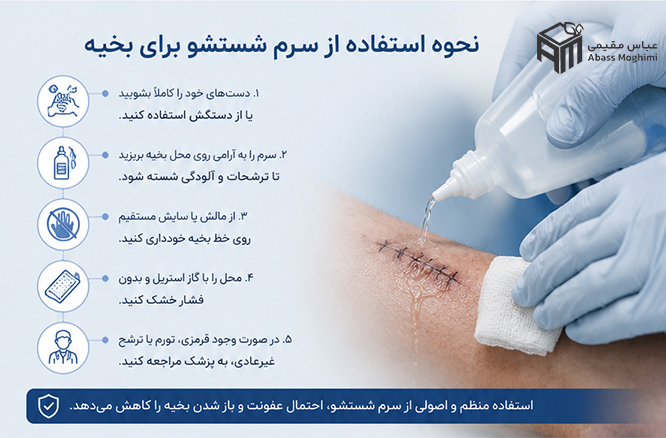 نحوه استفاده از سرم شستشوی زخم برای بخیه
